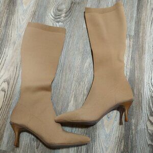 Minimalist Knee-High Pointed Toe Slip-On Stiletto Heel Boots